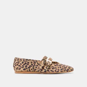 Guest Side BAYLEE GROMMET BALLET FLATS DK LEOPARD PRINTED SUEDE