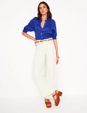Bea Linen Top-Bright Blue All-Purpose Wear