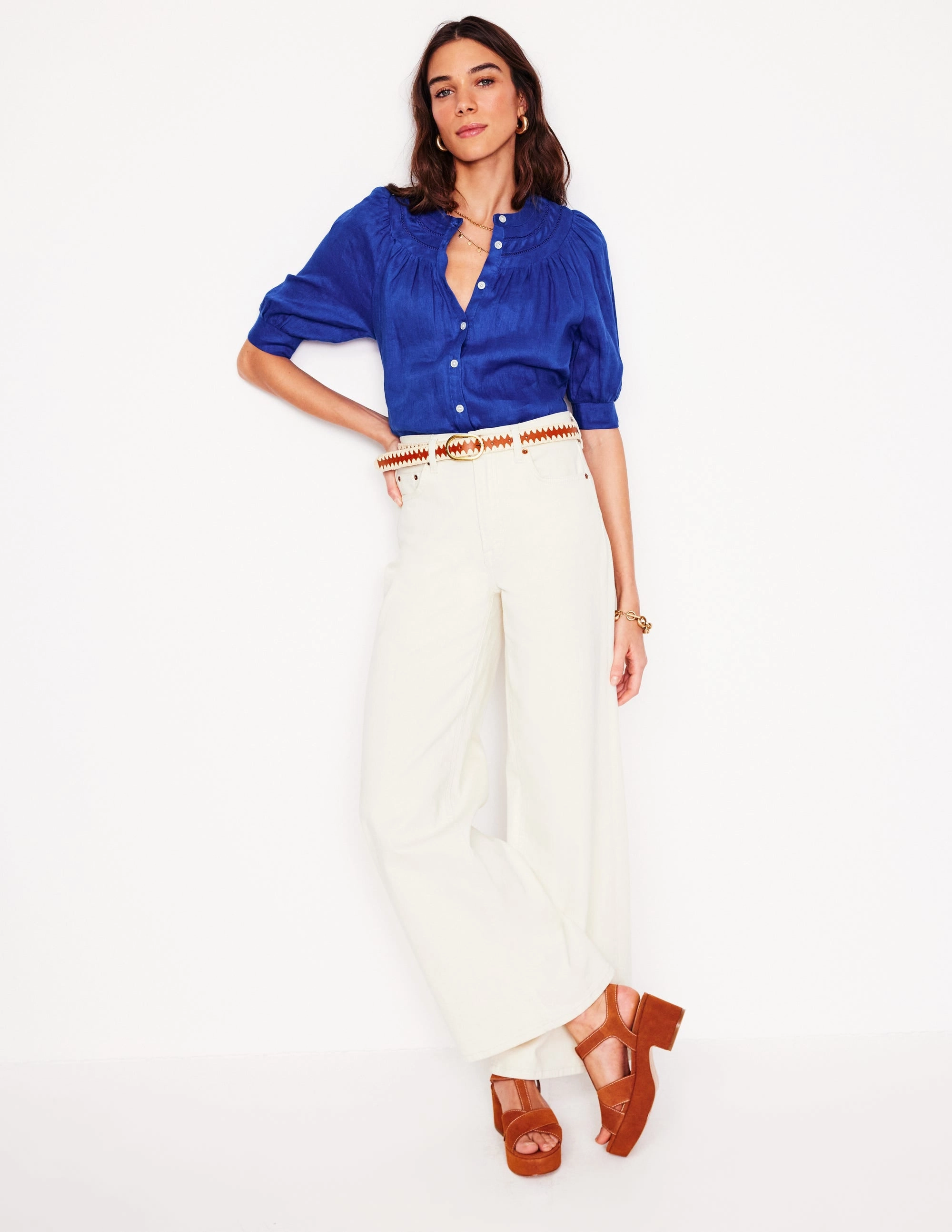 Bea Linen Top-Bright Blue All-Purpose Wear