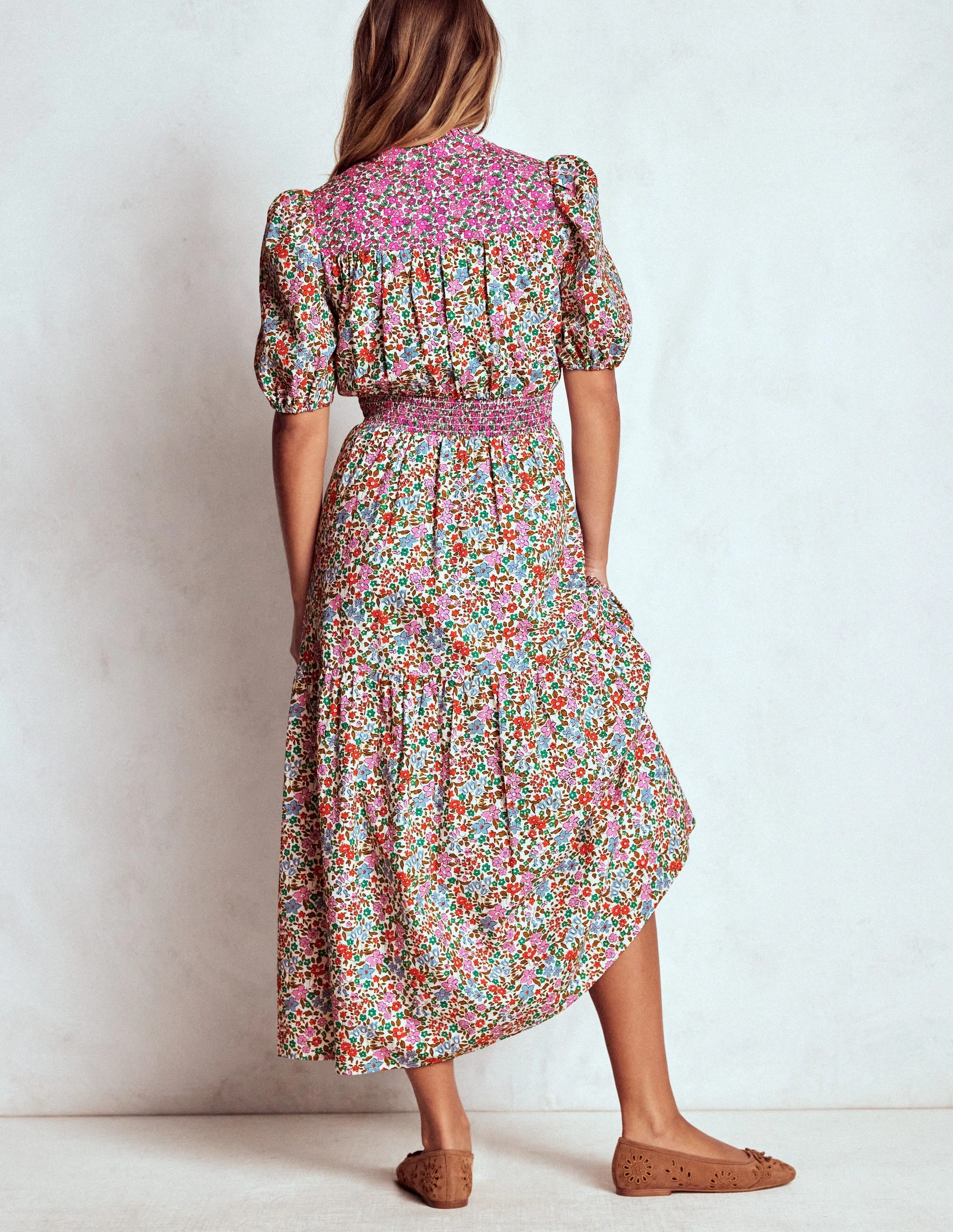 Beatrice Cotton Maxi Dress-Multi, Flowerbed Cluster Chill Edge All Layer