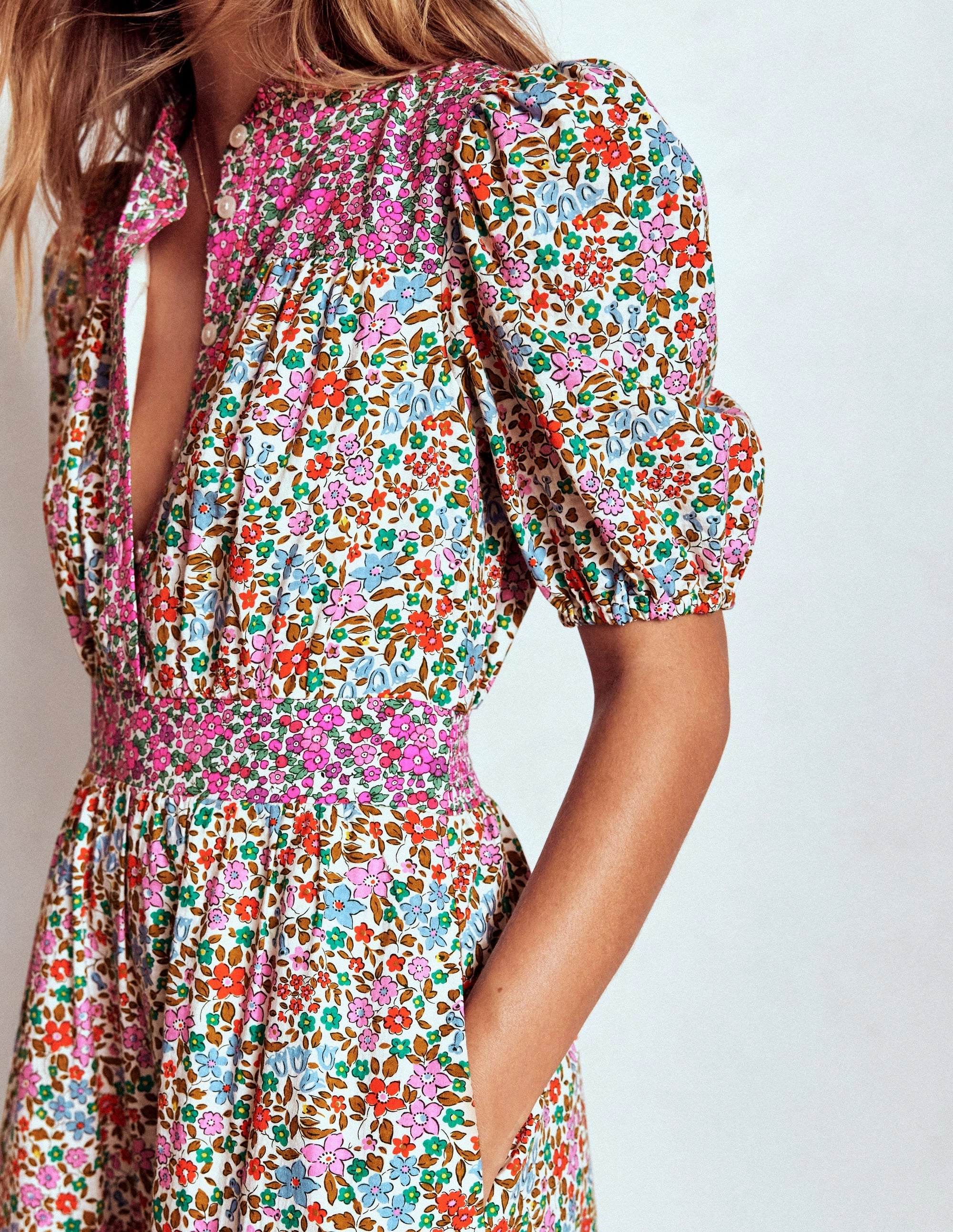 Beatrice Cotton Maxi Dress-Multi, Flowerbed Cluster Versatile party outfit