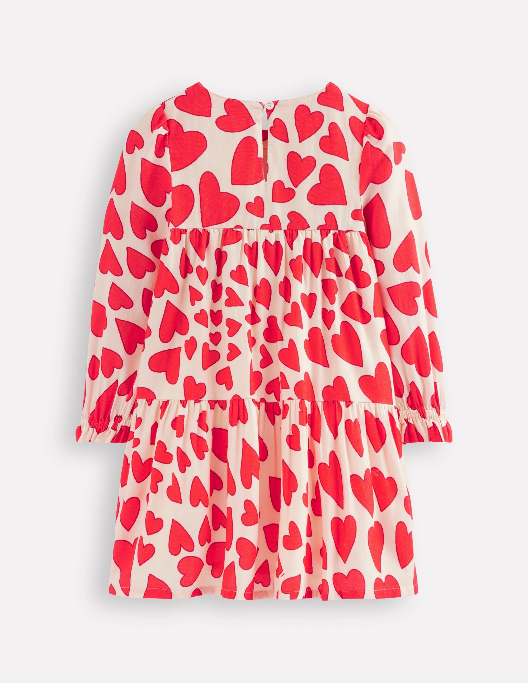 Betsy Tiered Twirly Dress-Poppy Red Hearts Festive Wear