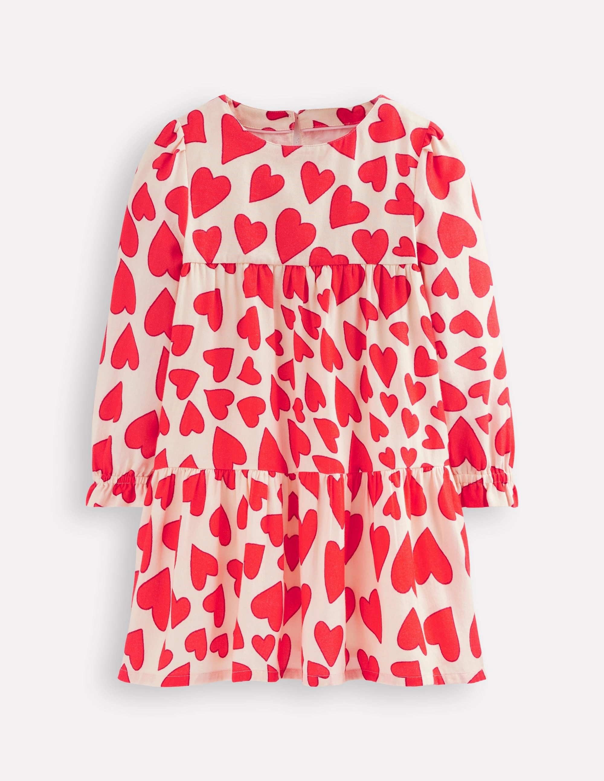 Halter-Neck Summer Ease Betsy Tiered Twirly Dress-Poppy Red Hearts