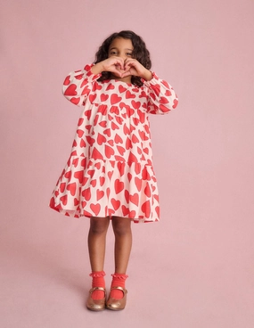 Timeless Layer Betsy Tiered Twirly Dress-Poppy Red Hearts
