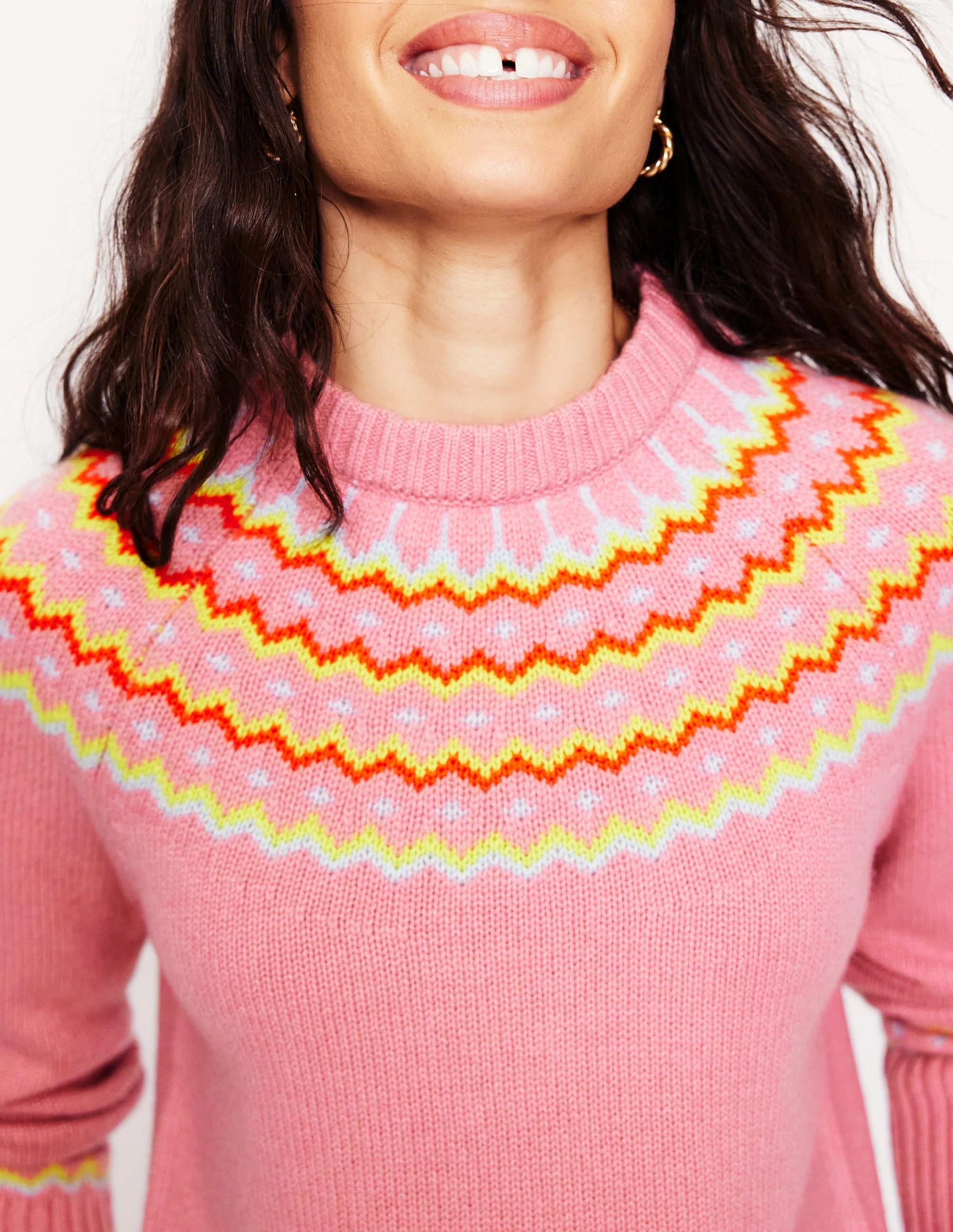 Cashmere Fair Isle Jumper-Formica Pink Urban Trendy Sweater Care Guide