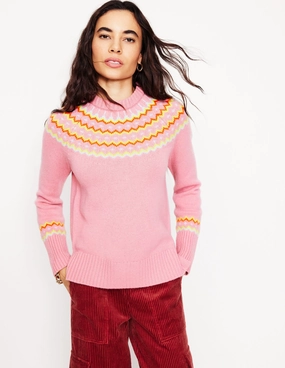 Cashmere Fair Isle Jumper-Formica Pink YarnDyed Stripes