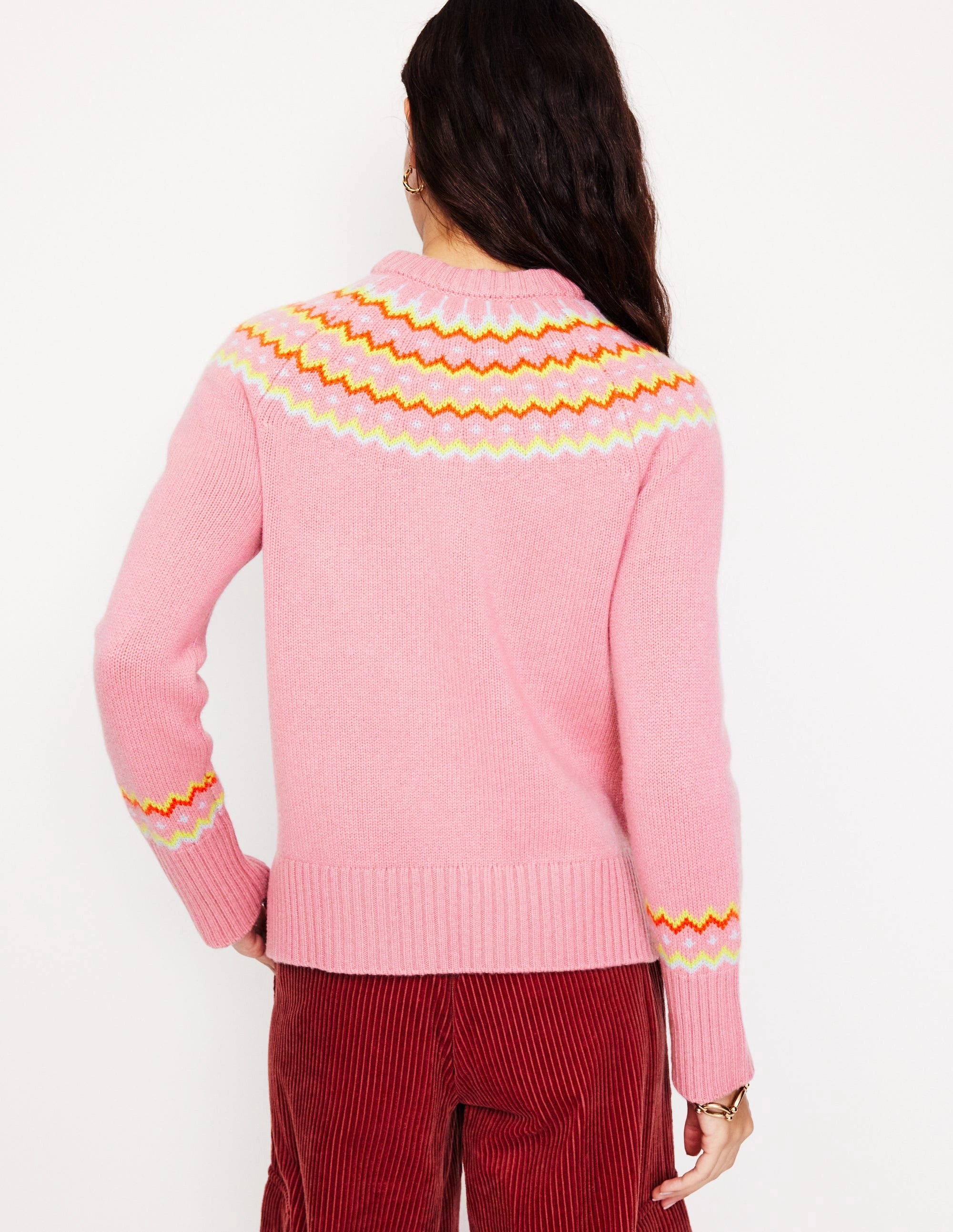 Weekend Outfit Polished Feel Cashmere Fair Isle Jumper-Formica Pink