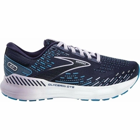 Secure Fit Lock Comfort Lightweight Brooks Glycerin GTS 20 Womens Running Shoes - Blue