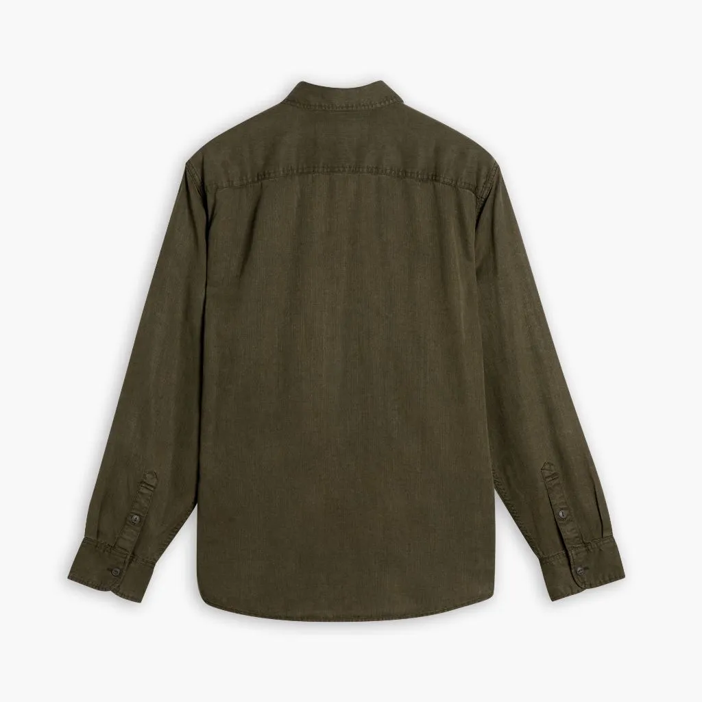 Iconic look Subtle pattern Chambray Workshirt | Olive