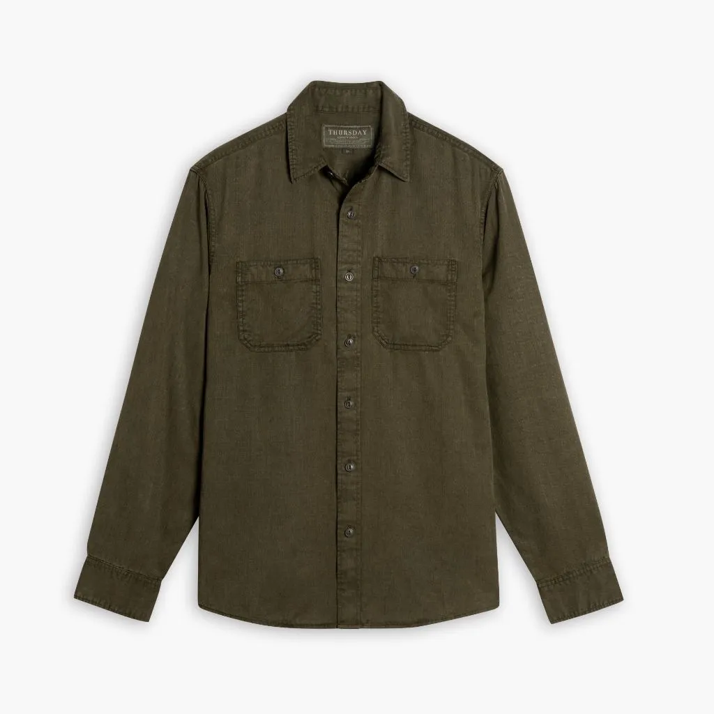 Chambray Workshirt | Olive Handcrafted Detail tall size
