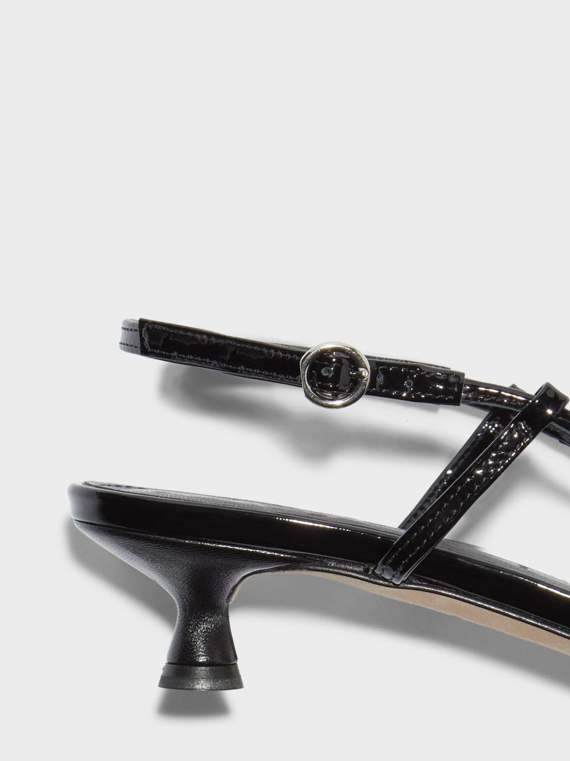 Rhonda Leather Kitten-Heel Sandals Edgy Profile