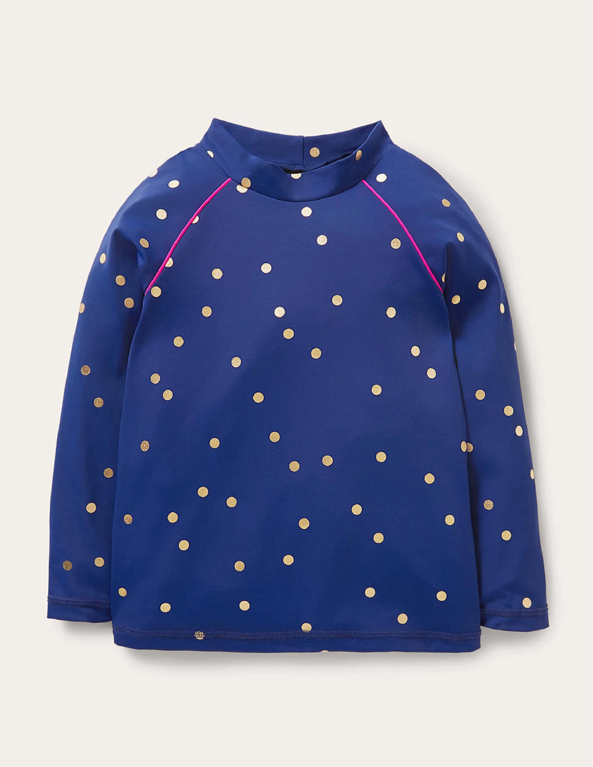 Mold resistant Seamless-Construction Patterned Rash Vest-Harmony Blue Gold Spot