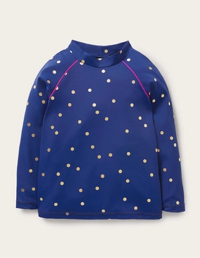 Tropical Adventure Water Gear Patterned Rash Vest-Harmony Blue Gold Spot