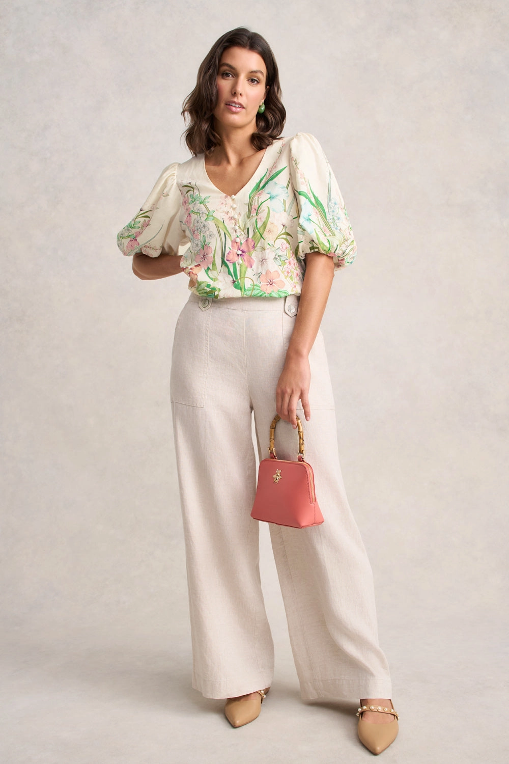 High Density Weave Durable Chainstitch Border Print Blouse ?C Botanical Print