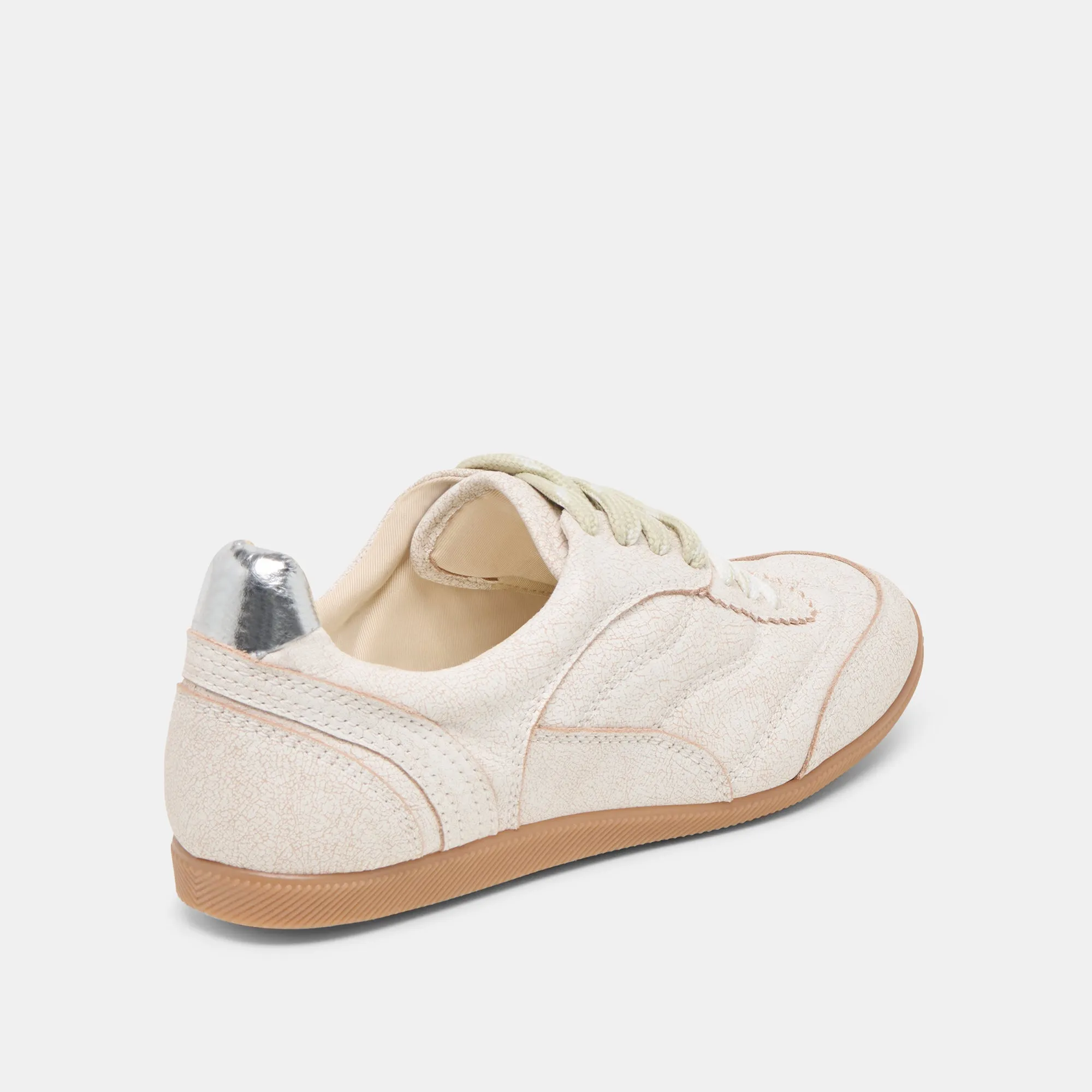 Textured Tread Pattern LAINI SNEAKERS OFF WHITE CRACKLED LEATHER