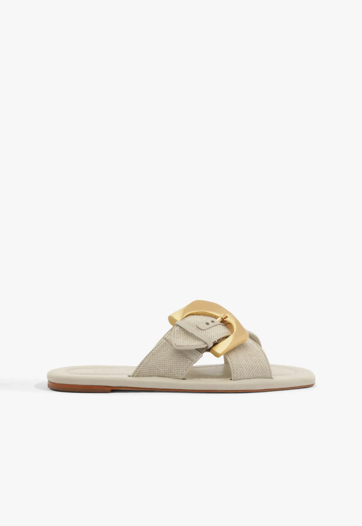 Lois Beige Linen Flat Sandal Soft Cushioned Footwear