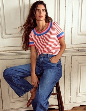 Street Comfort Fae Crochet T-shirt-Ivory, Cayenne