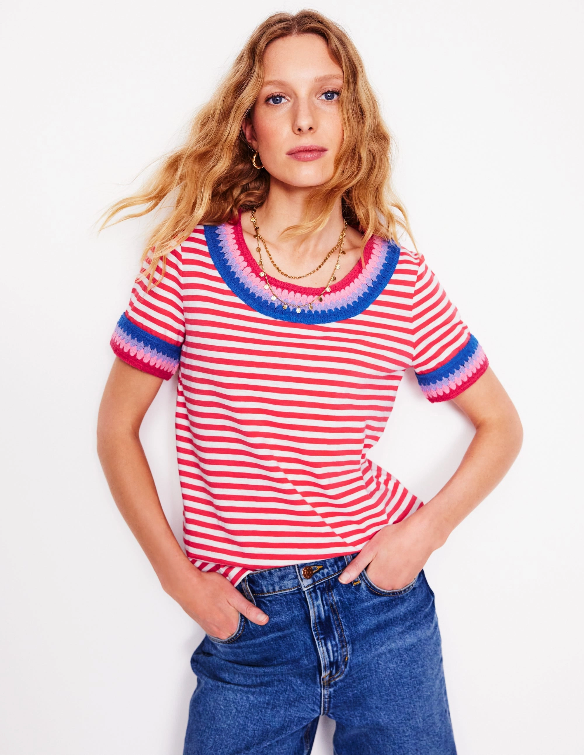 Fae Crochet T-shirt-Ivory, Cayenne Effortless Comfort Wear Ultimate Comfort