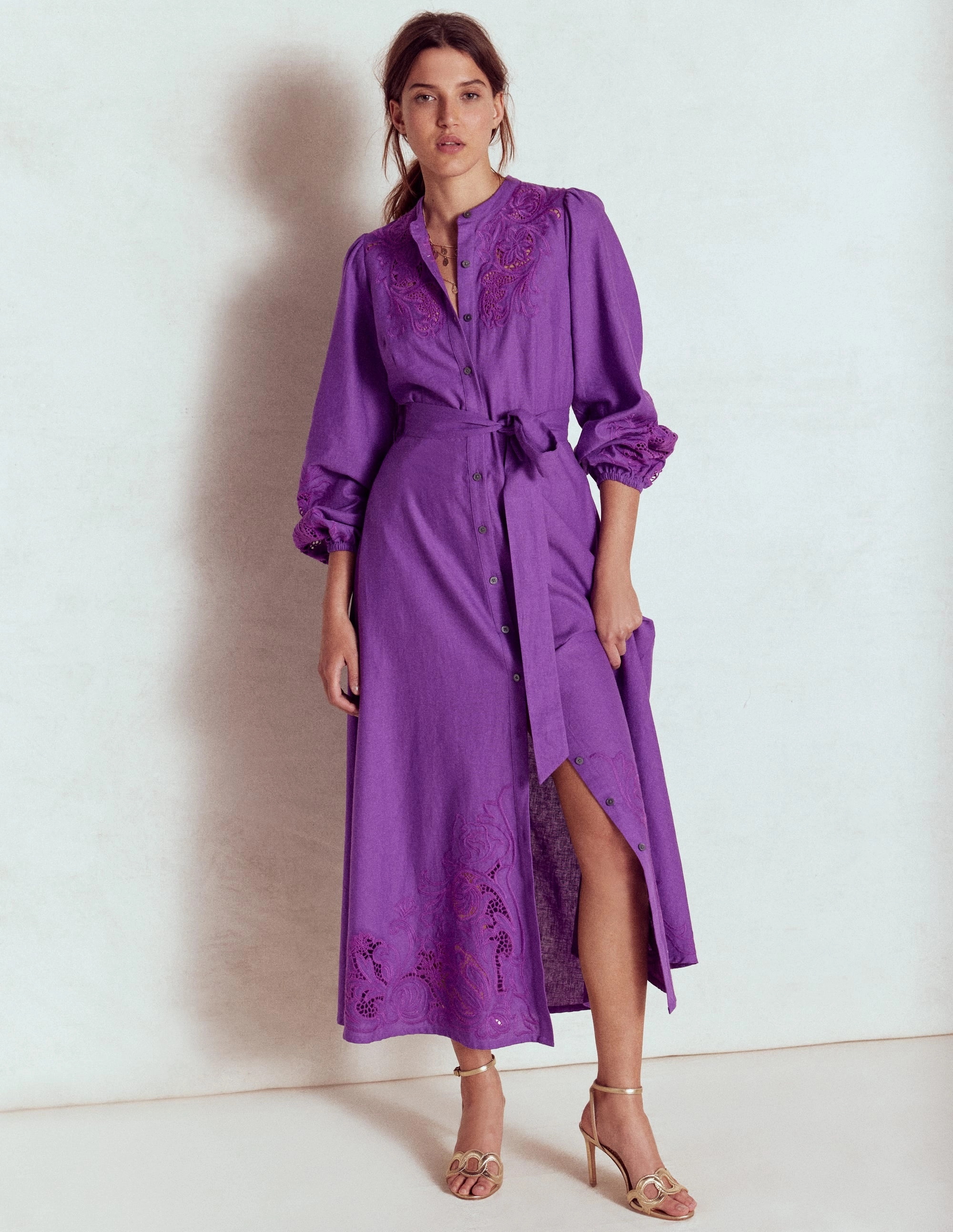 Basic Mood Compressible Mae Linen Blend Shirt Dress-Royal Purple