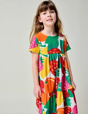 FlatlockSeam Ariel Twirly Towelling Dress-Multi Giant Fruit