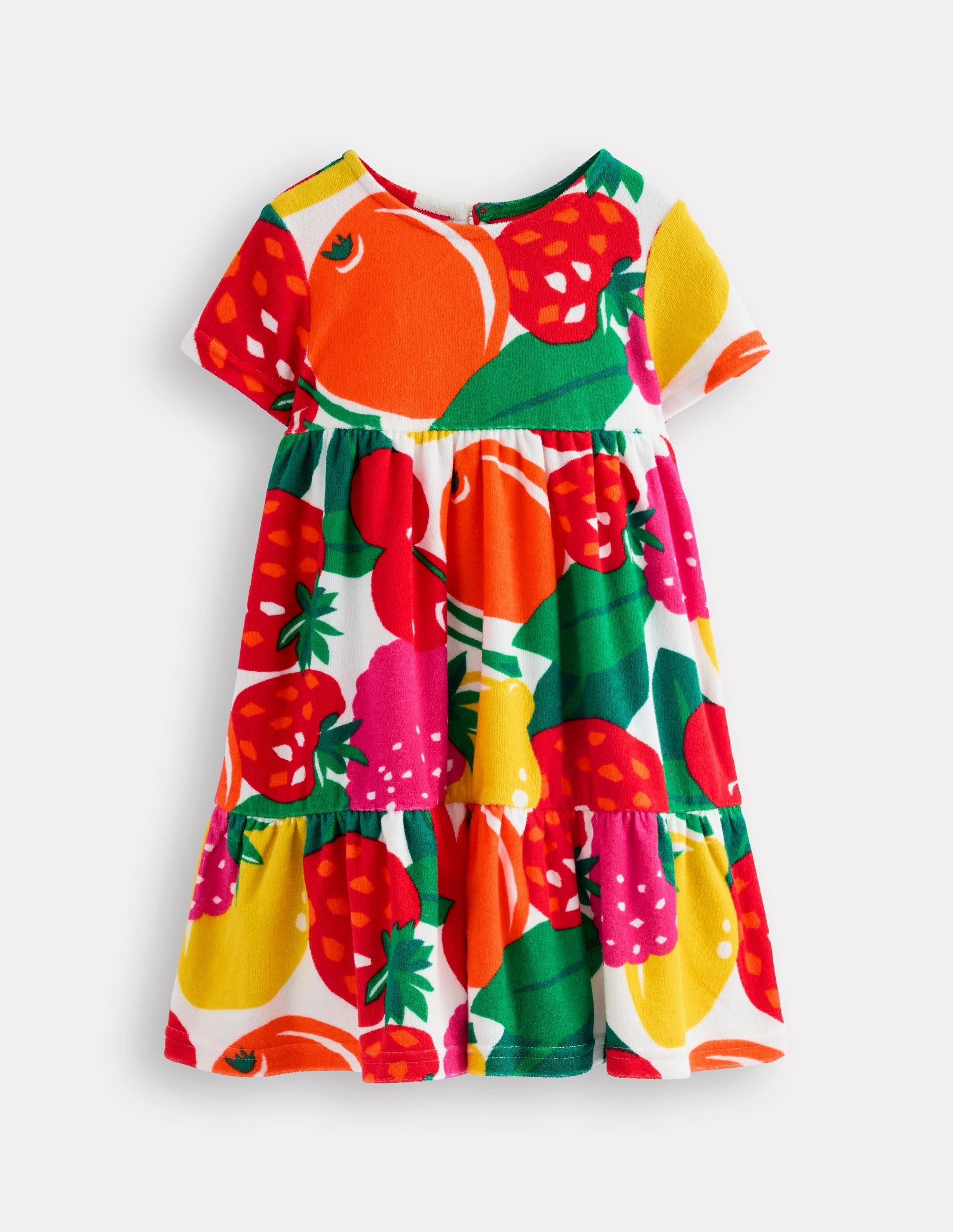 Ariel Twirly Towelling Dress-Multi Giant Fruit Weekend Chic ConvertibleNeckline