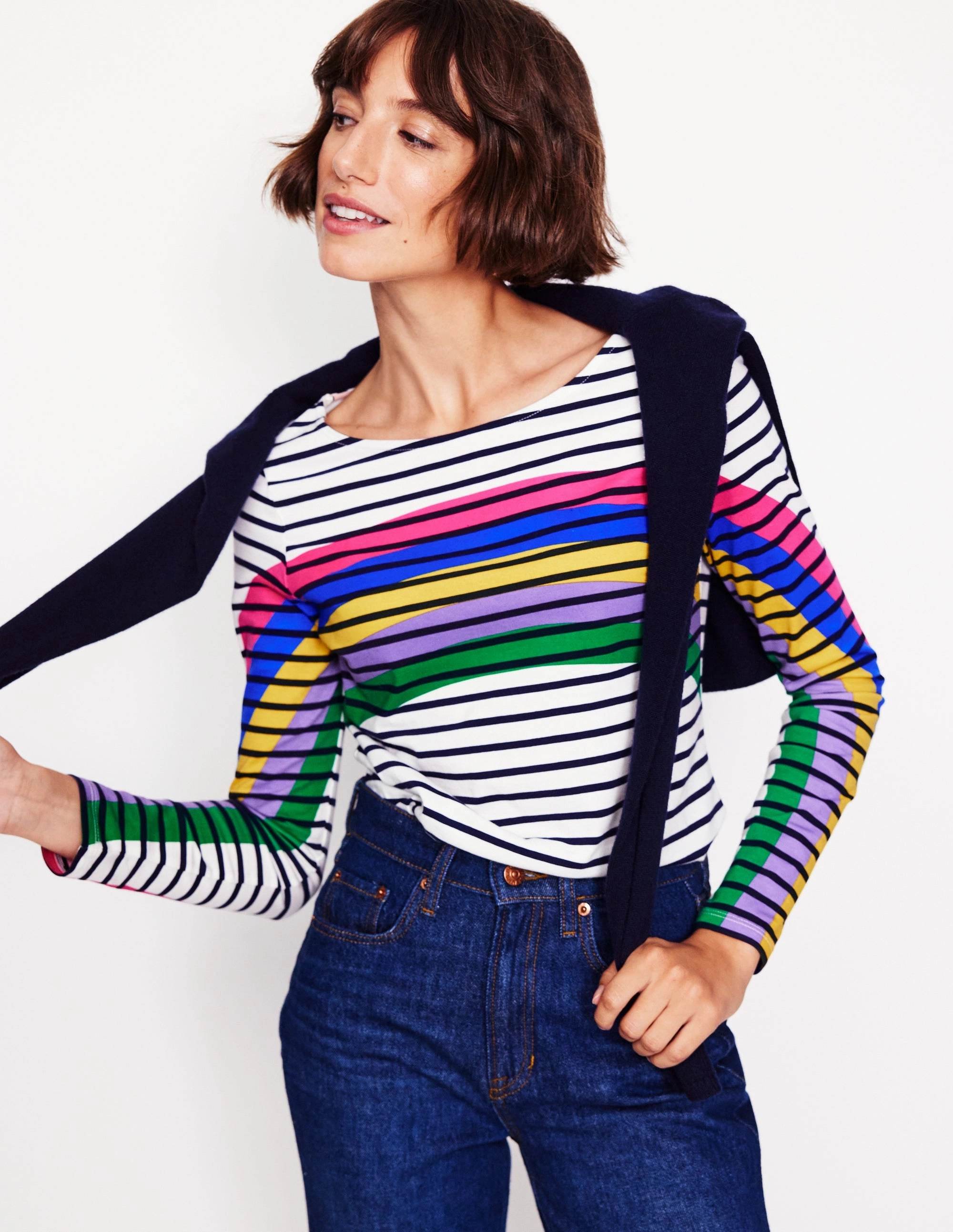 Ella Long Sleeve Breton-Rainbow Curve Breton All-day style