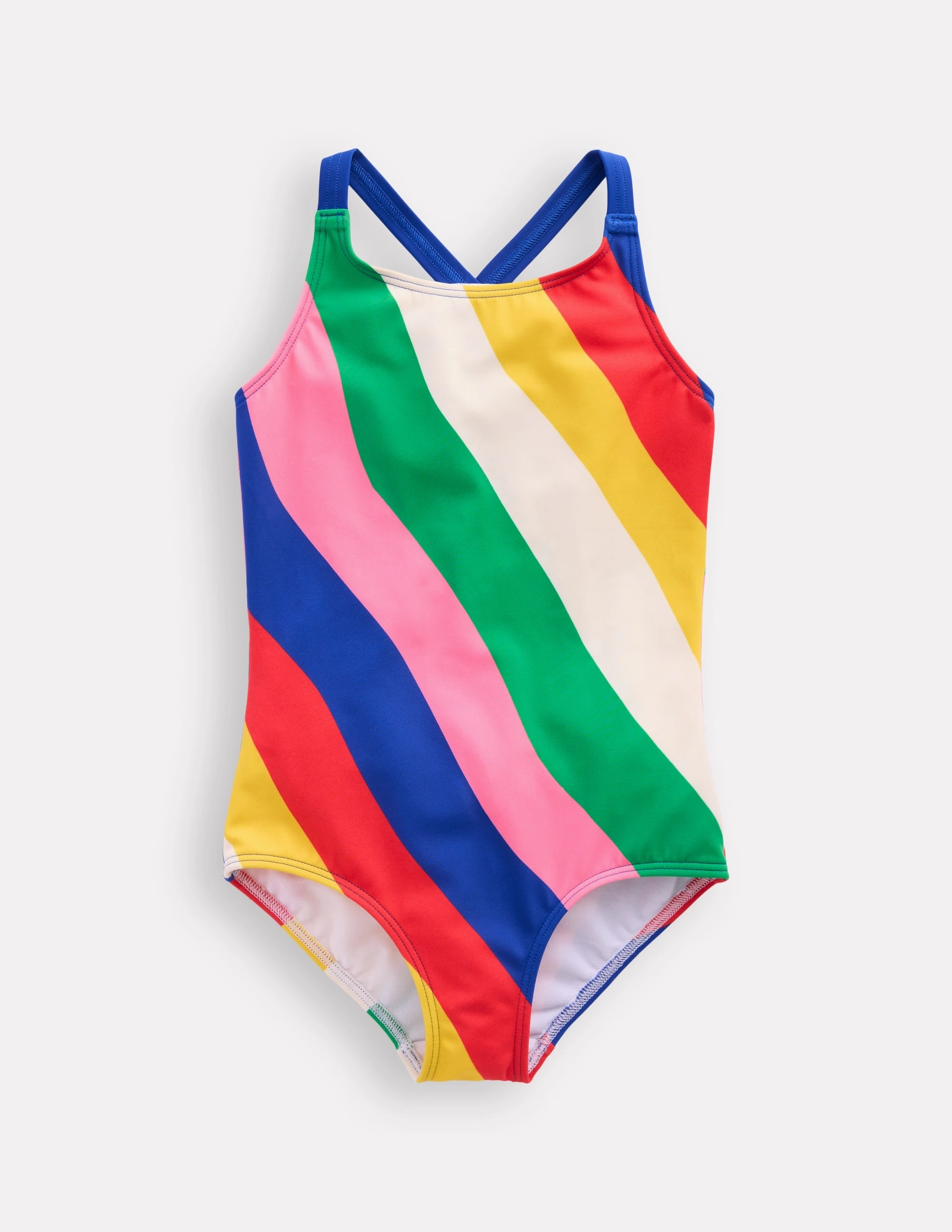 Cross-back Printed Swimsuit-Multi Rainbow Swirl Sun Escape Sunbathing Style