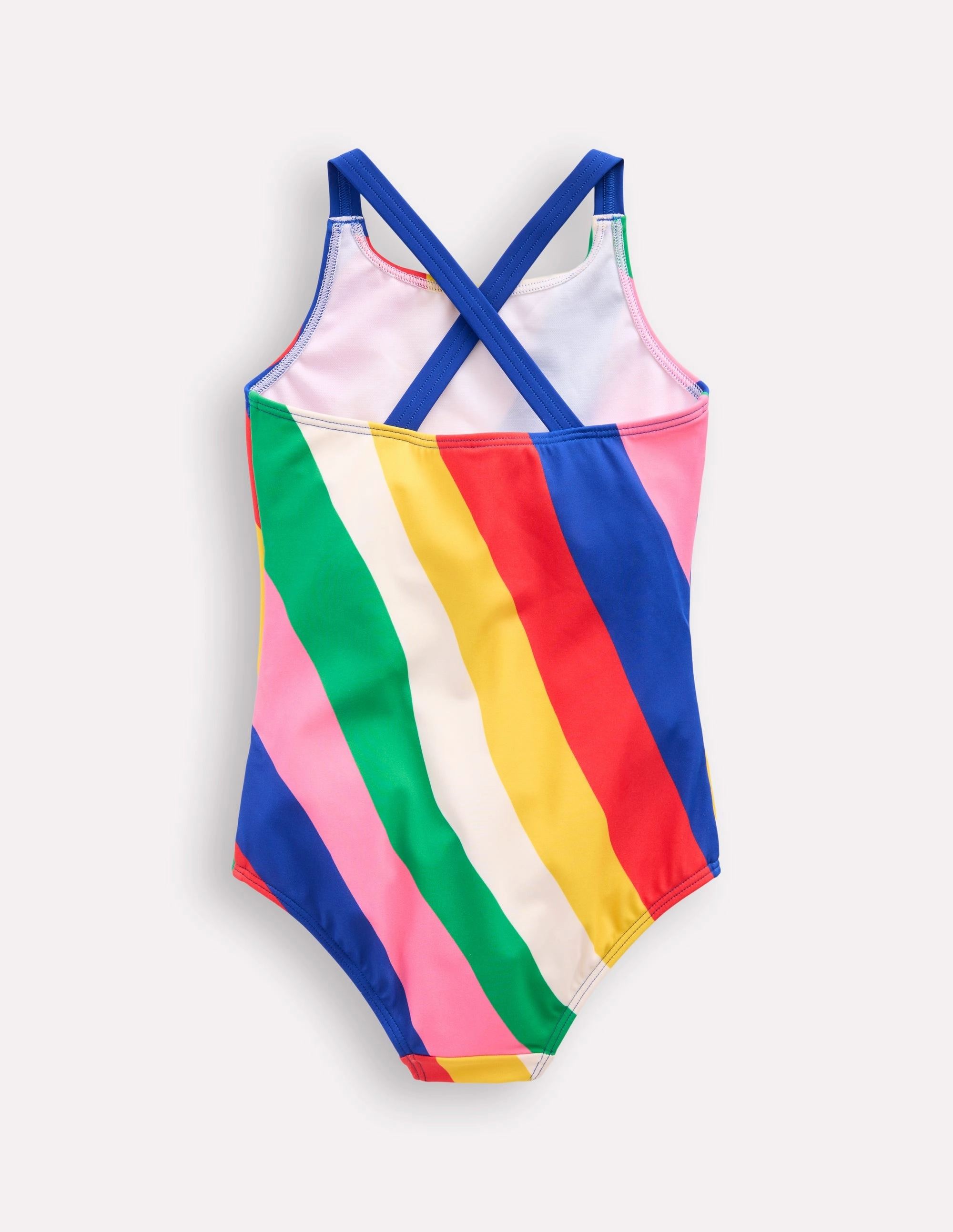 Cross-back Printed Swimsuit-Multi Rainbow Swirl Non-restrictive Nautical-Themes