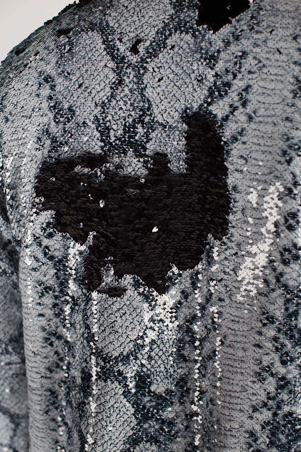 Any Old Iron Men's Whitesnake Sequin Moto Jacket Perforated Details