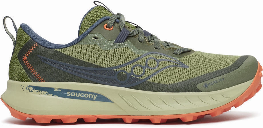 Saucony Peregrine 15 GORE-TEX Womens Trail Running Shoes - Green running on mud shoes 5K runs