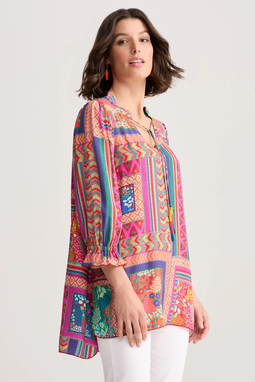 Beaded Tassel Kaftan - Tropical Patchwork WaterResistant