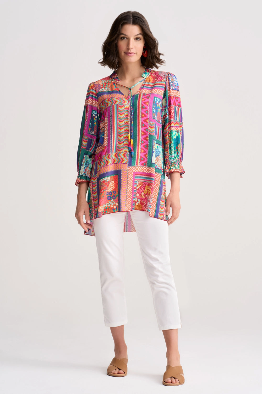 Beaded Tassel Kaftan - Tropical Patchwork Thermal Regulation System