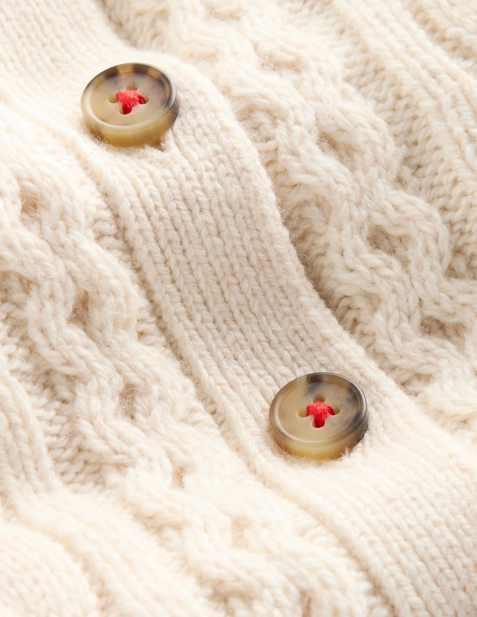 Modern Outfit Heritage Cable Cardigan-Ecru Marl