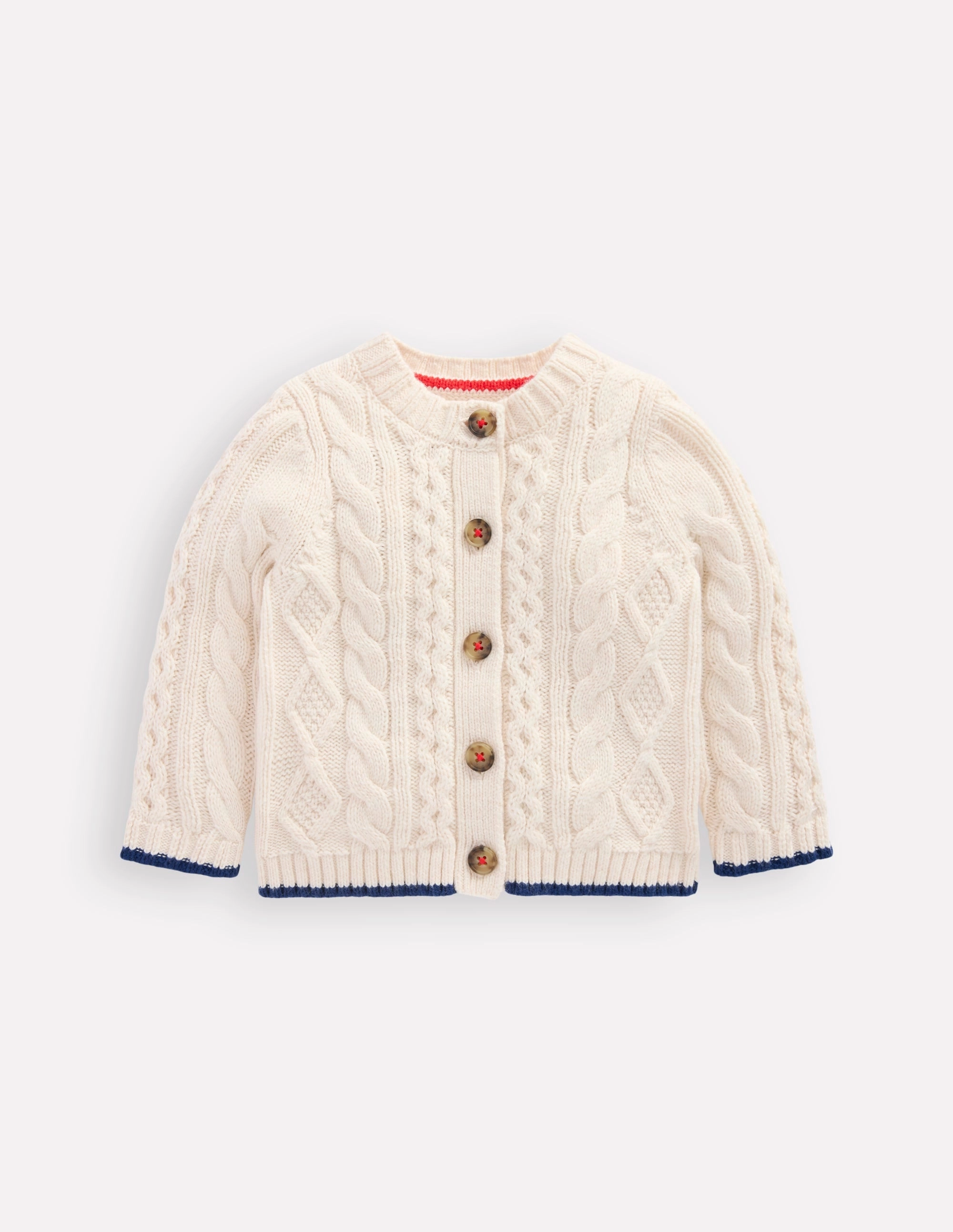 Odor Resistant Fabric Subtle Details Heritage Cable Cardigan-Ecru Marl