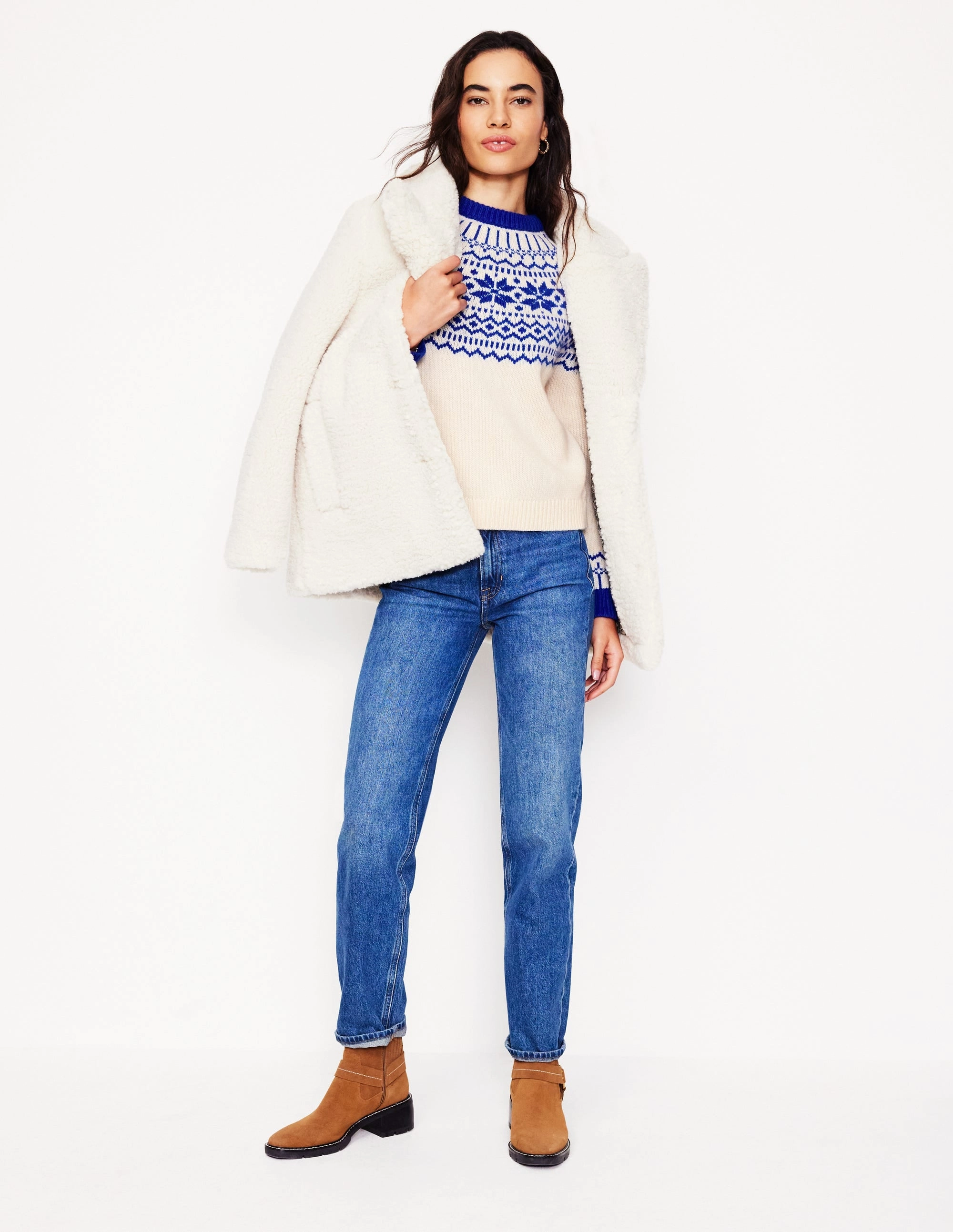 FadeResistant Dye Eleanor Fair Isle Jumper-Warm Ivory
