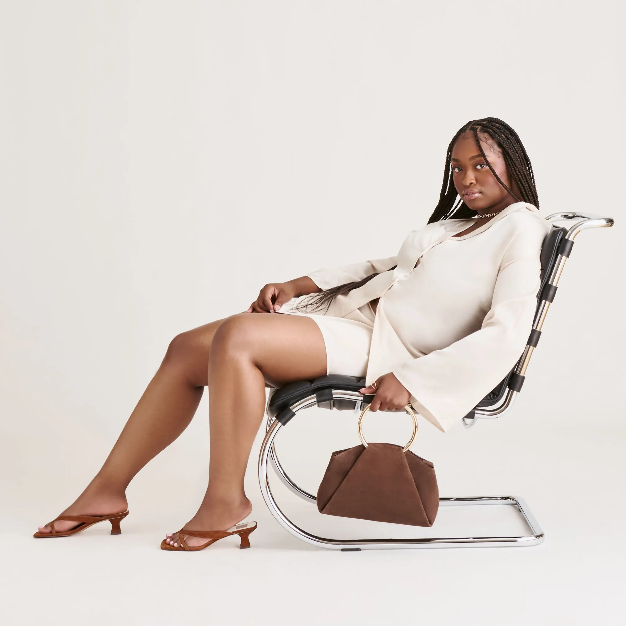 BREVEL HEELS DK BROWN SUEDE Supportive Outdoor Footwear Double Layer Strap Reinforcement