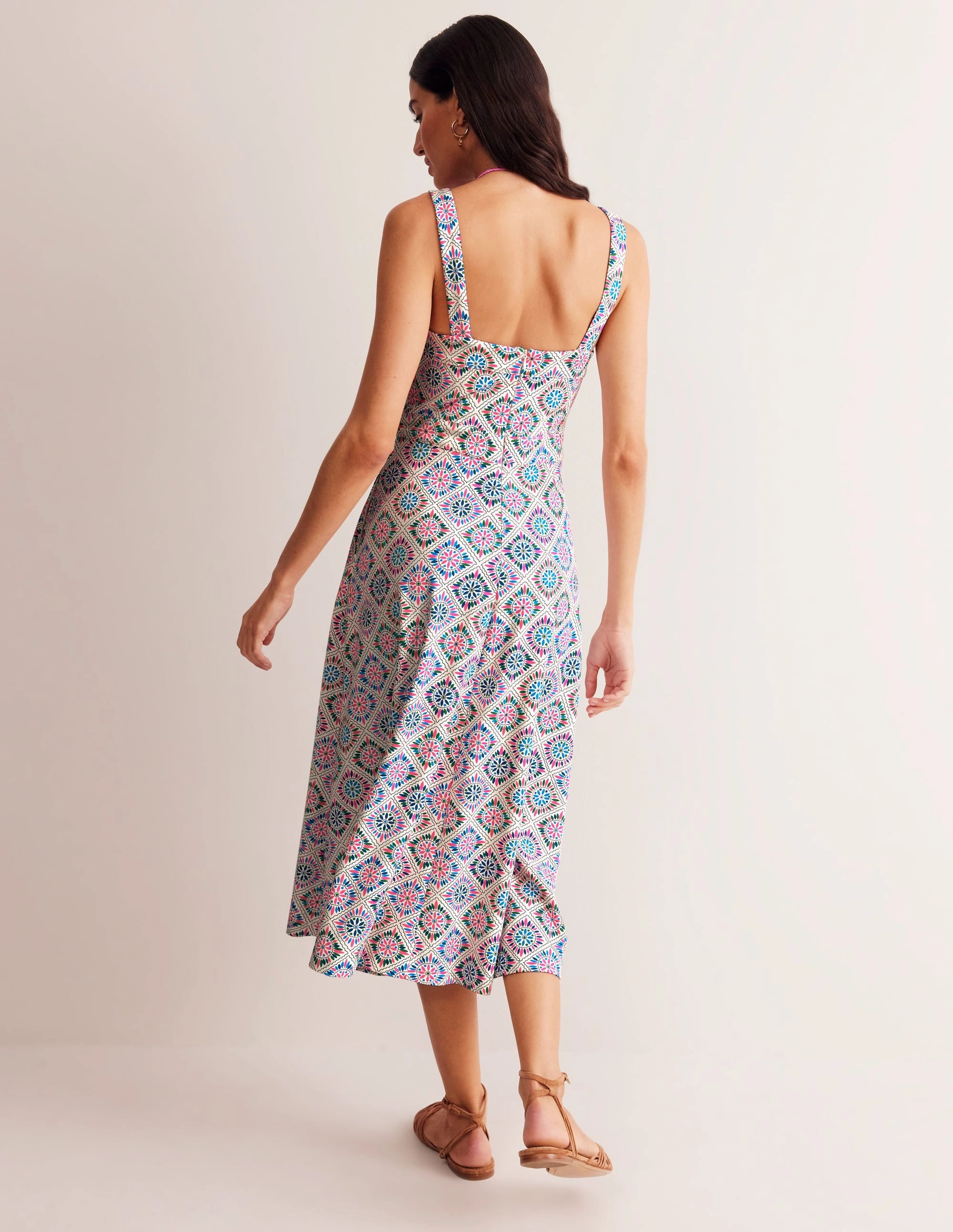 Move Free Bridget Ponte Midi Dress-Multi, Painterly Geo