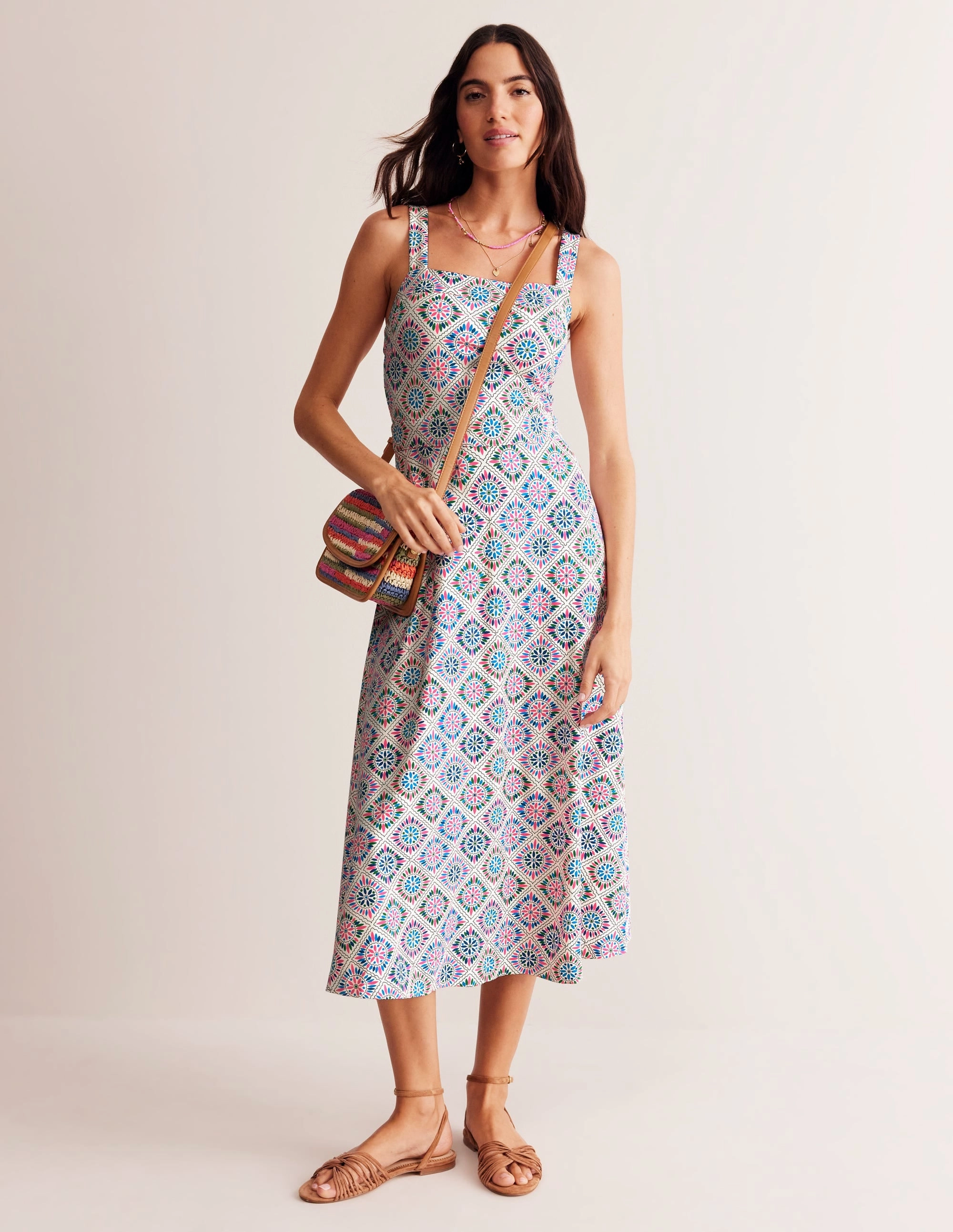 NoiseFreeFabric Trendy midi dress Bridget Ponte Midi Dress-Multi, Painterly Geo