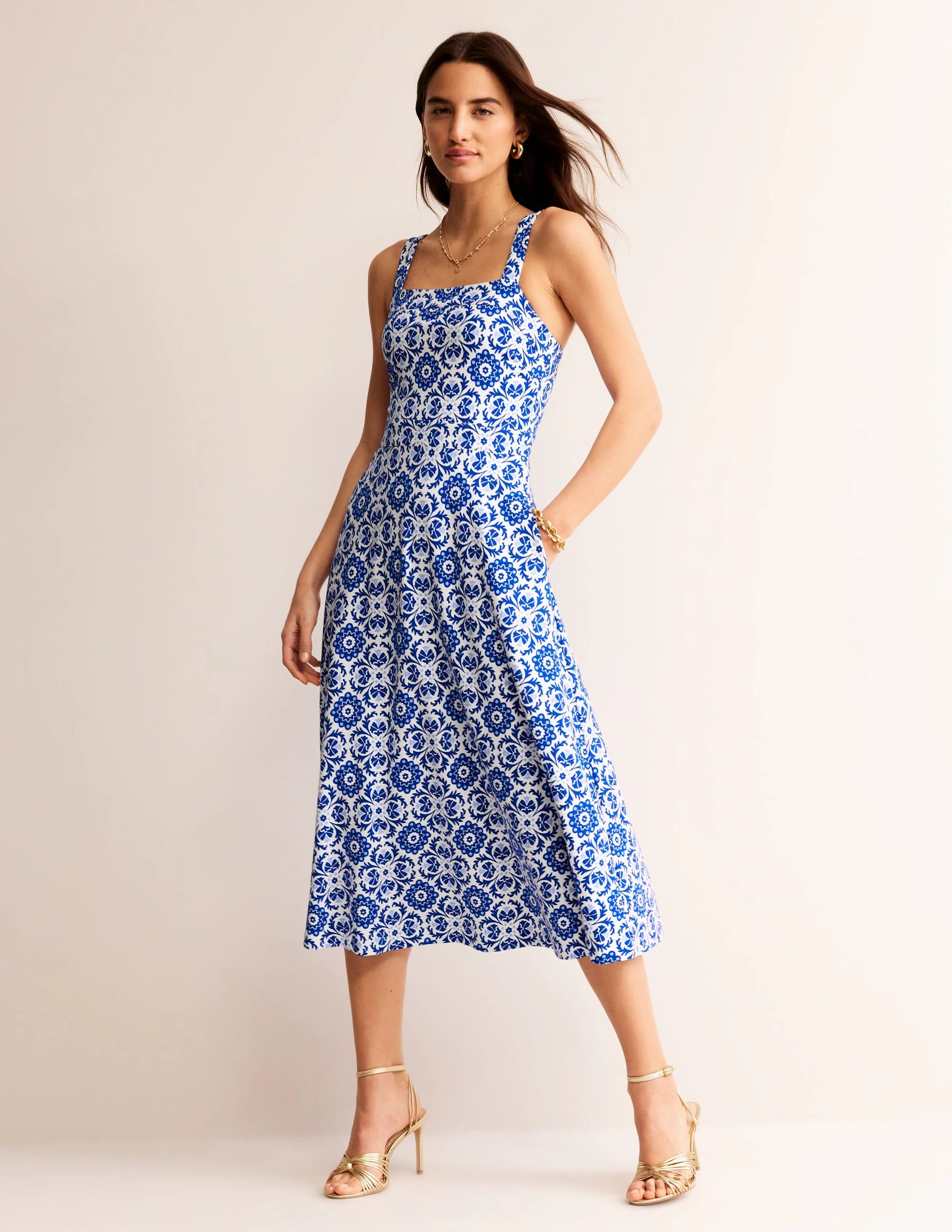 Bridget Ponte Midi Dress-Surf the Web, Mosaic Bloom Autumn Mood Easy Movement
