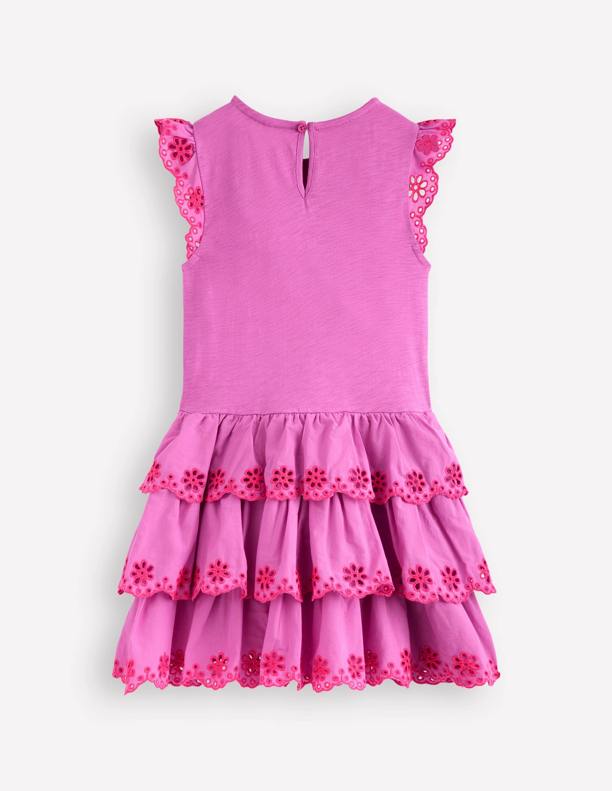 Broderie Mix Jersey Dress-Foxglove Purple Refined Finish