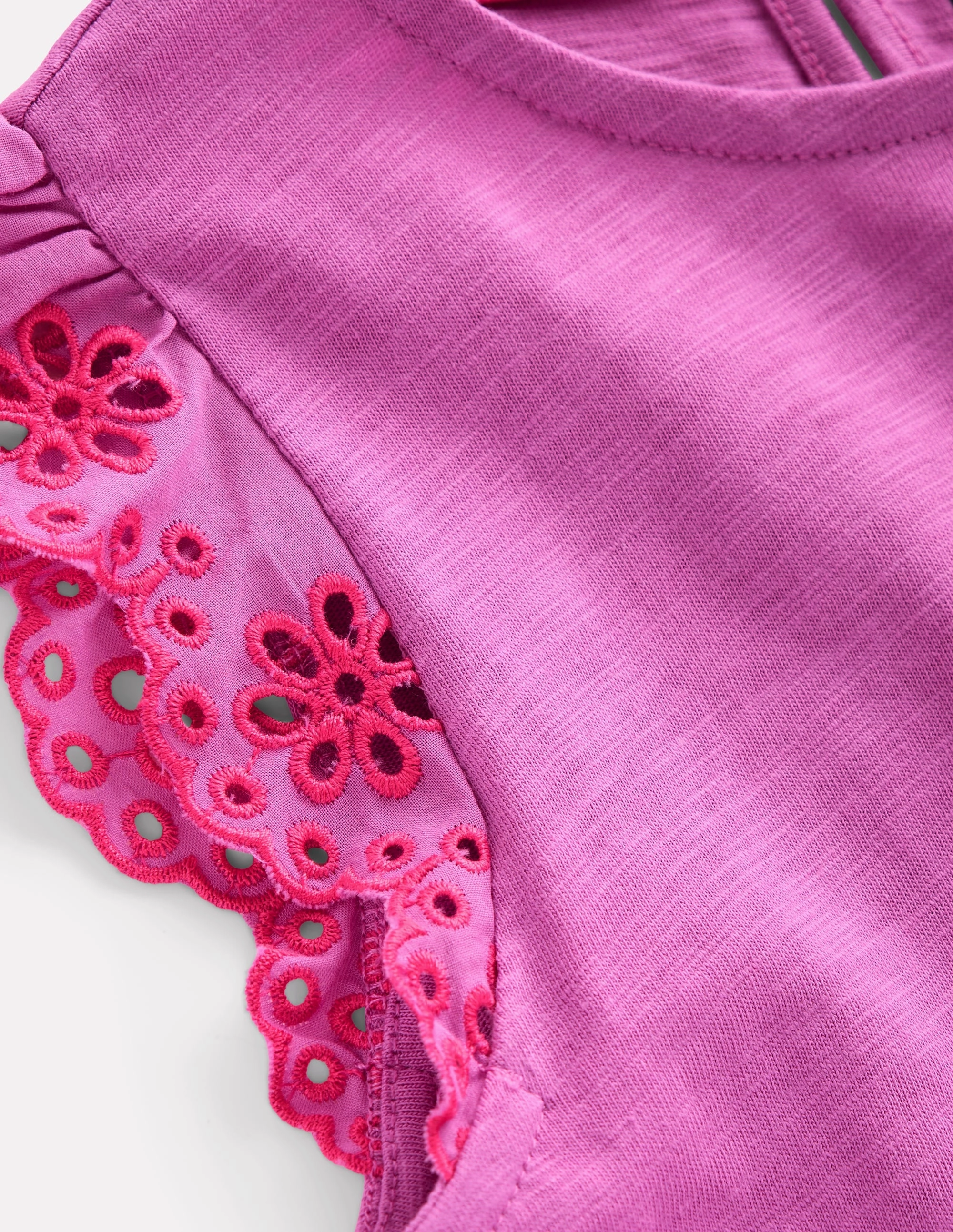 All-Day Comfort Wear Broderie Mix Jersey Dress-Foxglove Purple