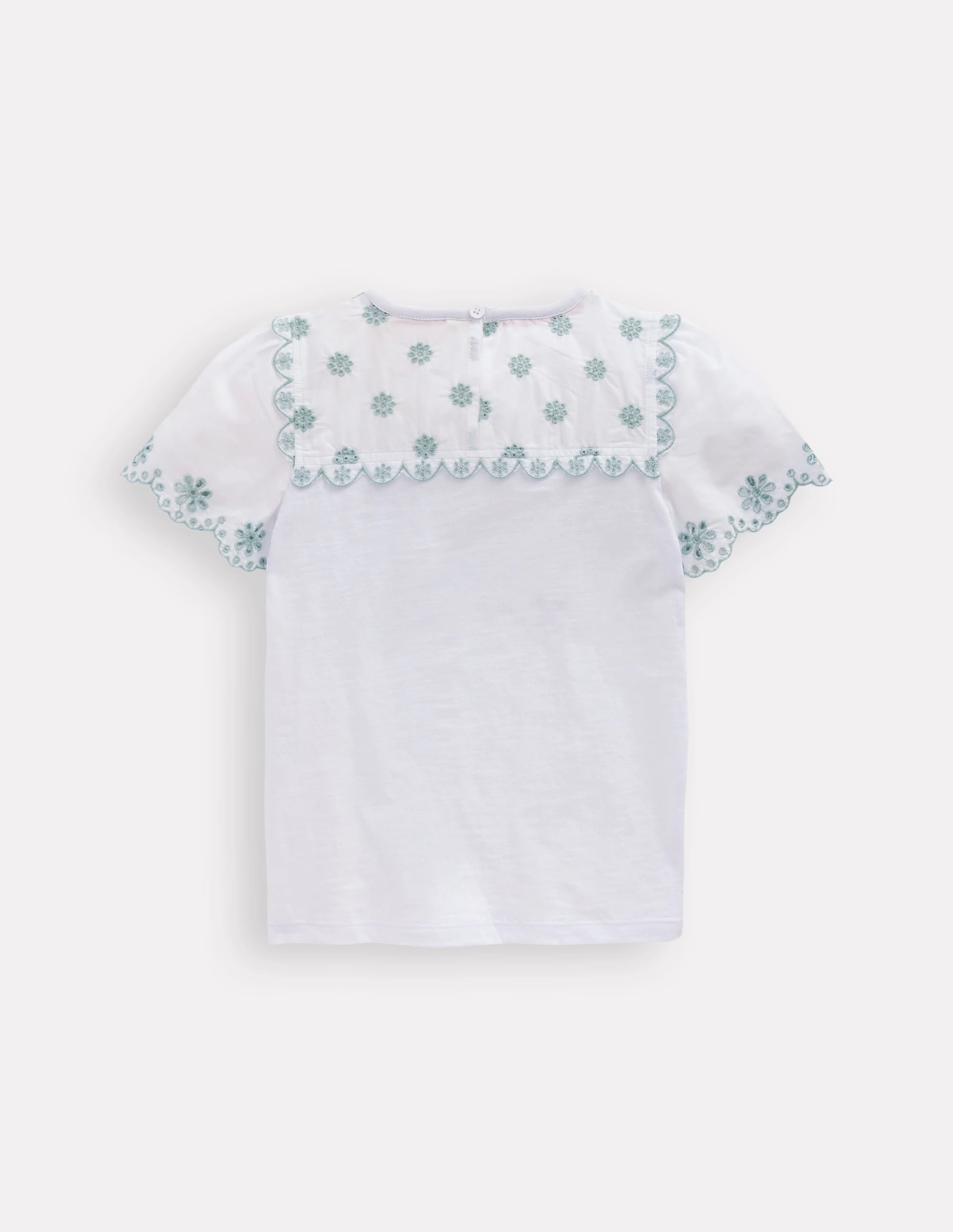 Broderie Sleeve Tee-White Chilly Comfort Wear