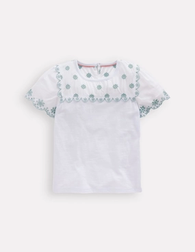 Broderie Sleeve Tee-White Kids clothing Regular Fit