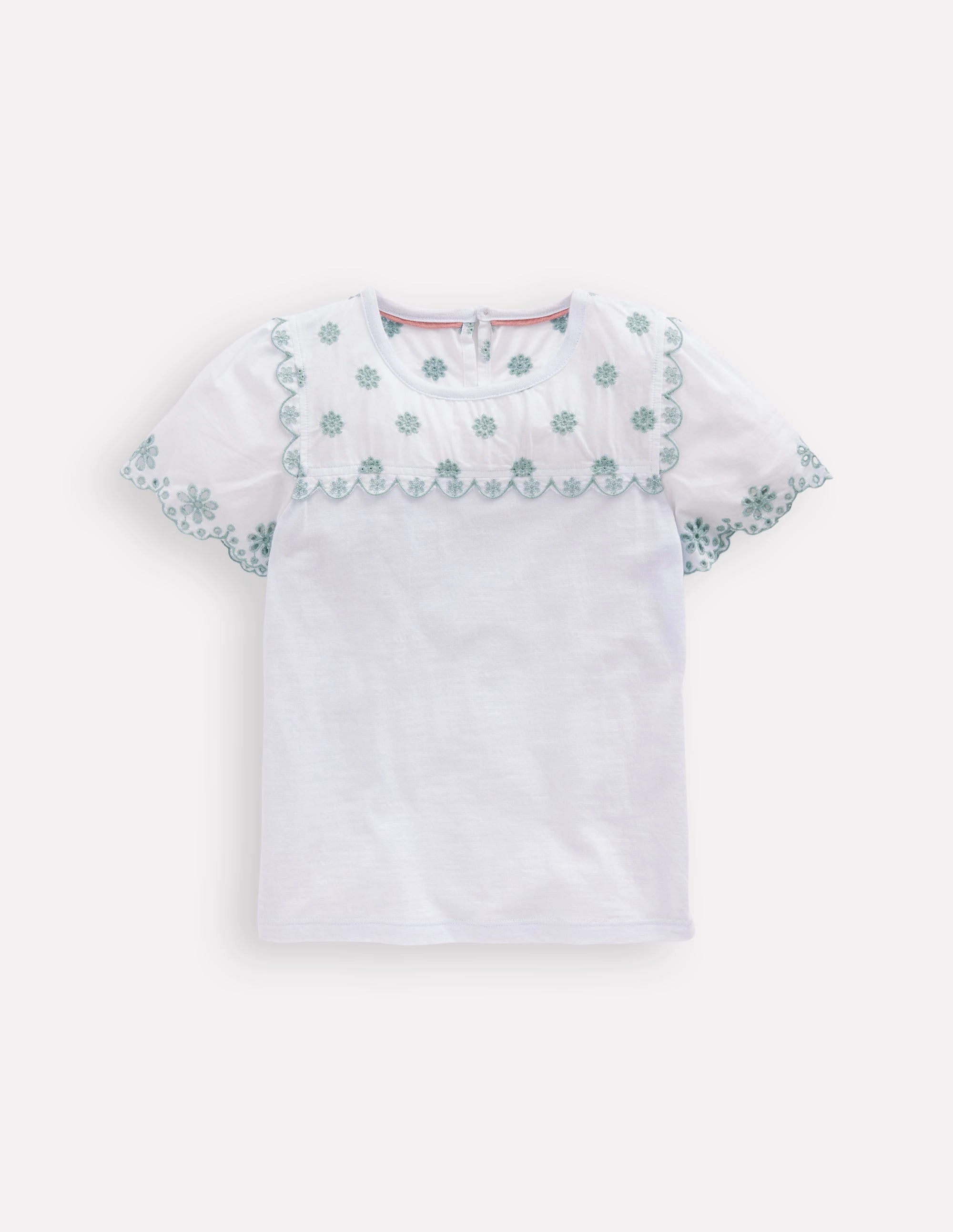Broderie Sleeve Tee-White Kids clothing Regular Fit