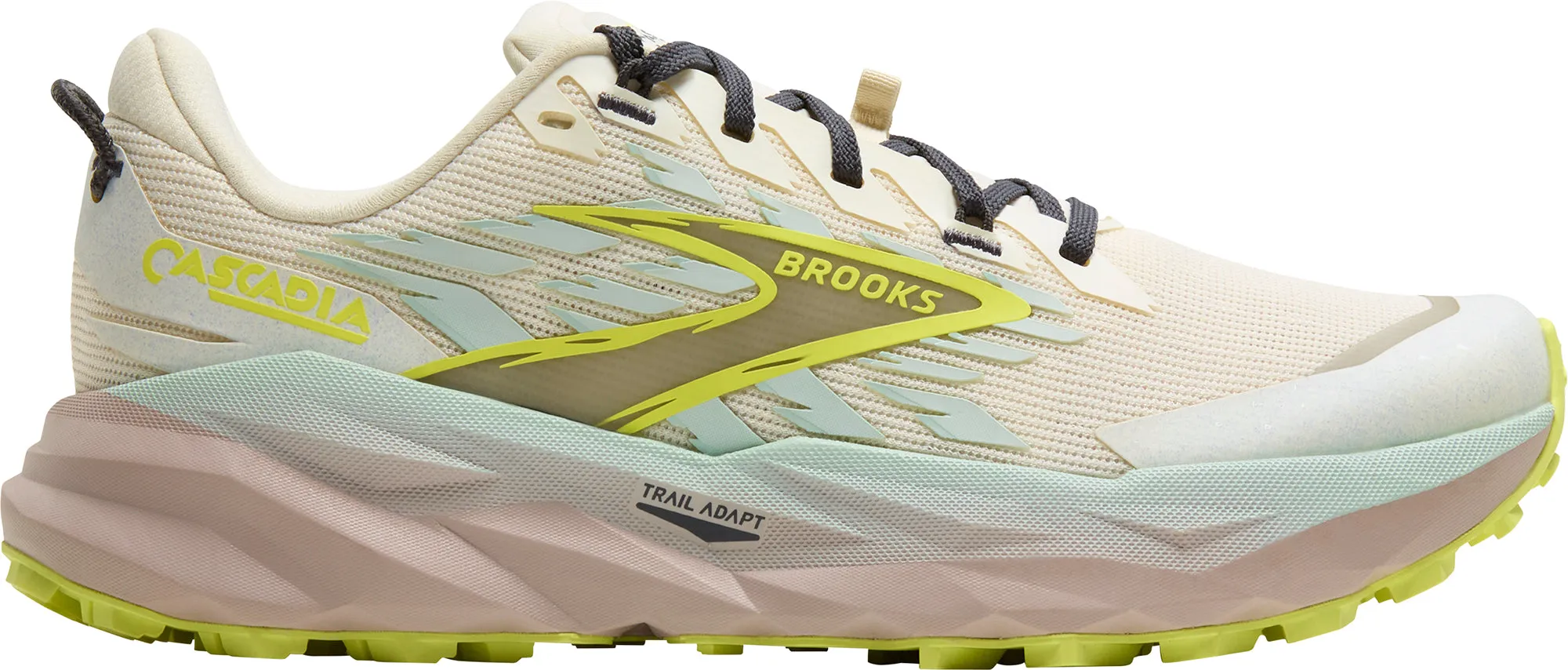 Brooks Cascadia 19 WIDE FIT Womens Trail Running Shoes - Cream Micro Perforated Tongue unparalleled - running
