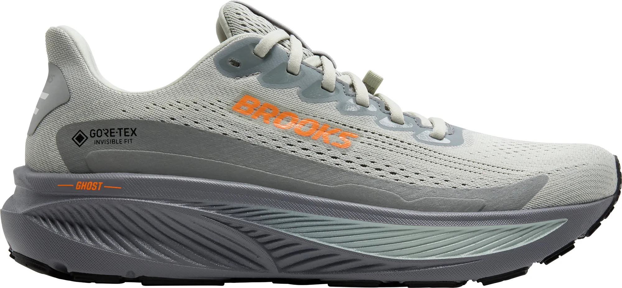 Brooks Ghost 17 GORE-TEX Mens Running Shoes - Grey reflective running option