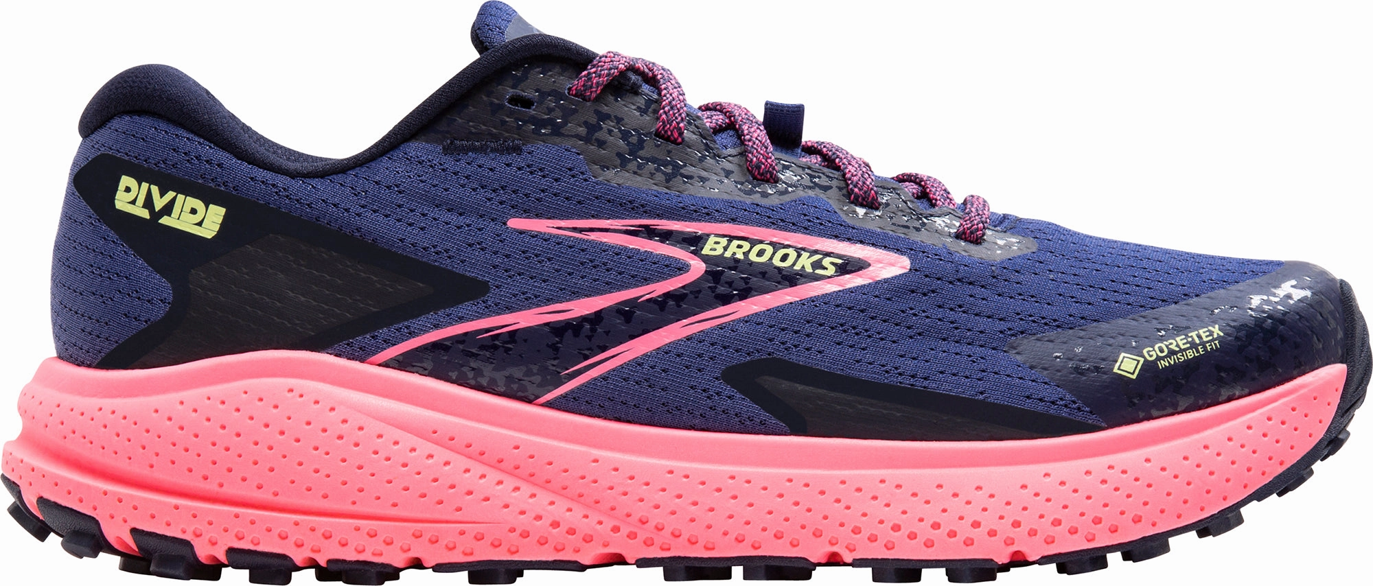 Brooks Divide 5 GORE-TEX Womens Trail Running Shoes - Blue Ventilation Port Design Ultra Light Foam