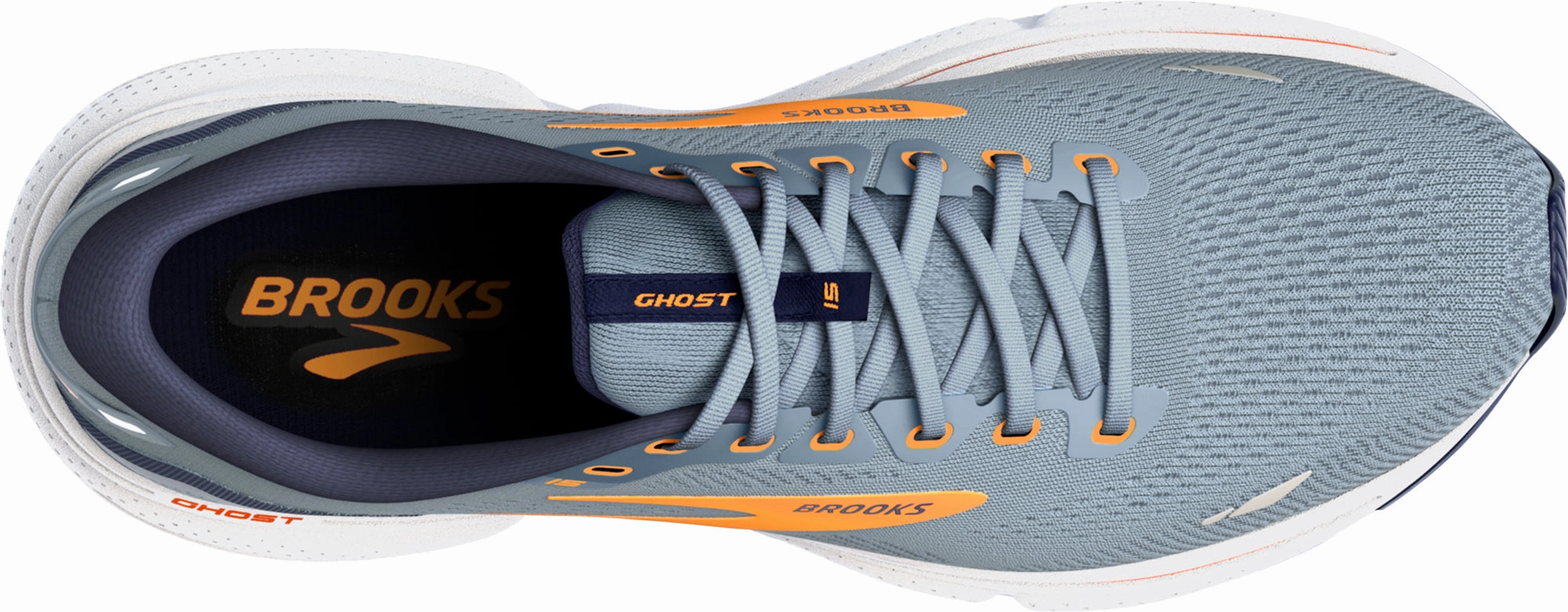 Brooks Ghost 15 Mens Running Shoes - Grey leather - upper shoes Bounce Boost Heel Geometry