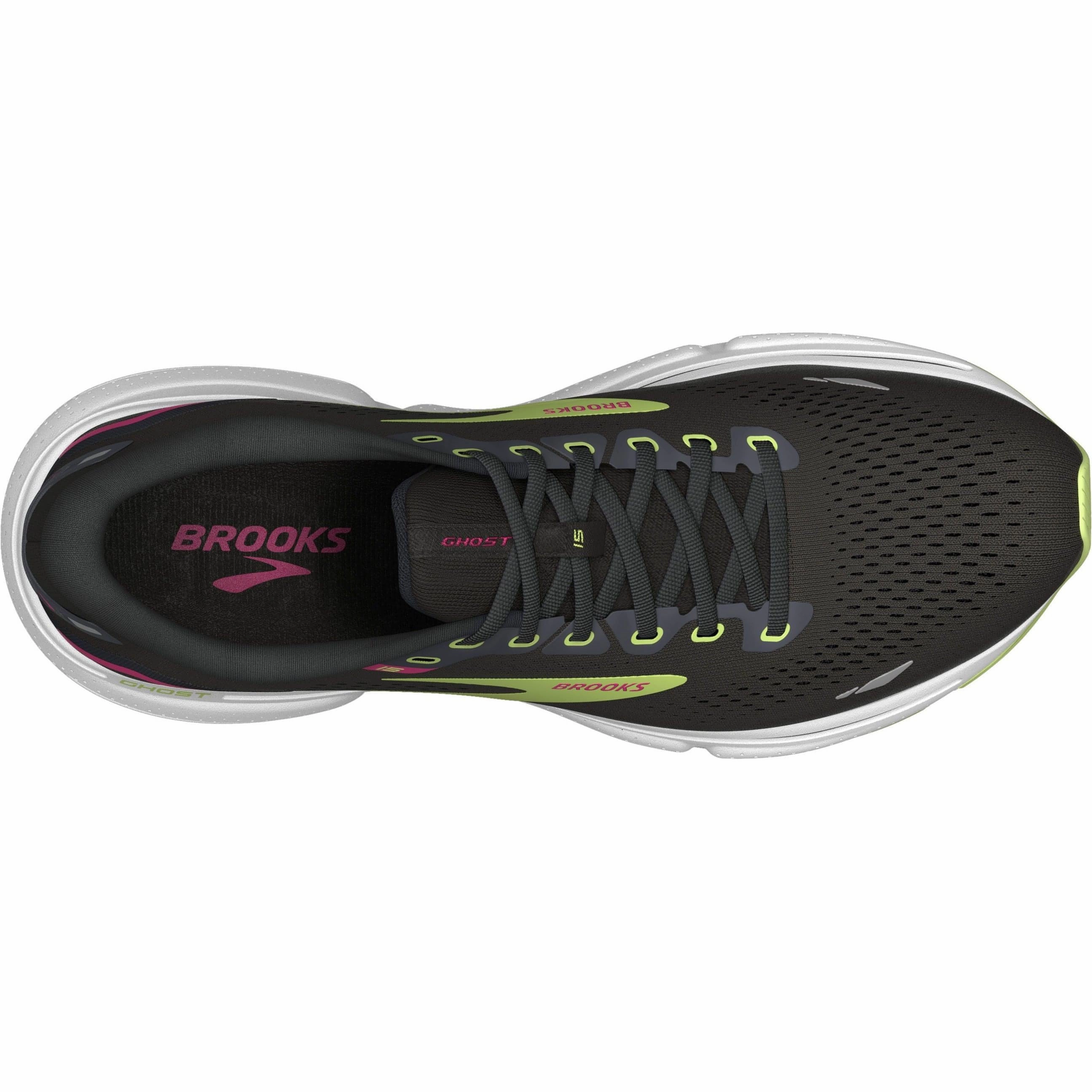 Brooks Ghost 15 Womens Running Shoes - Black Torsional Stability Arch mid - performance shoes