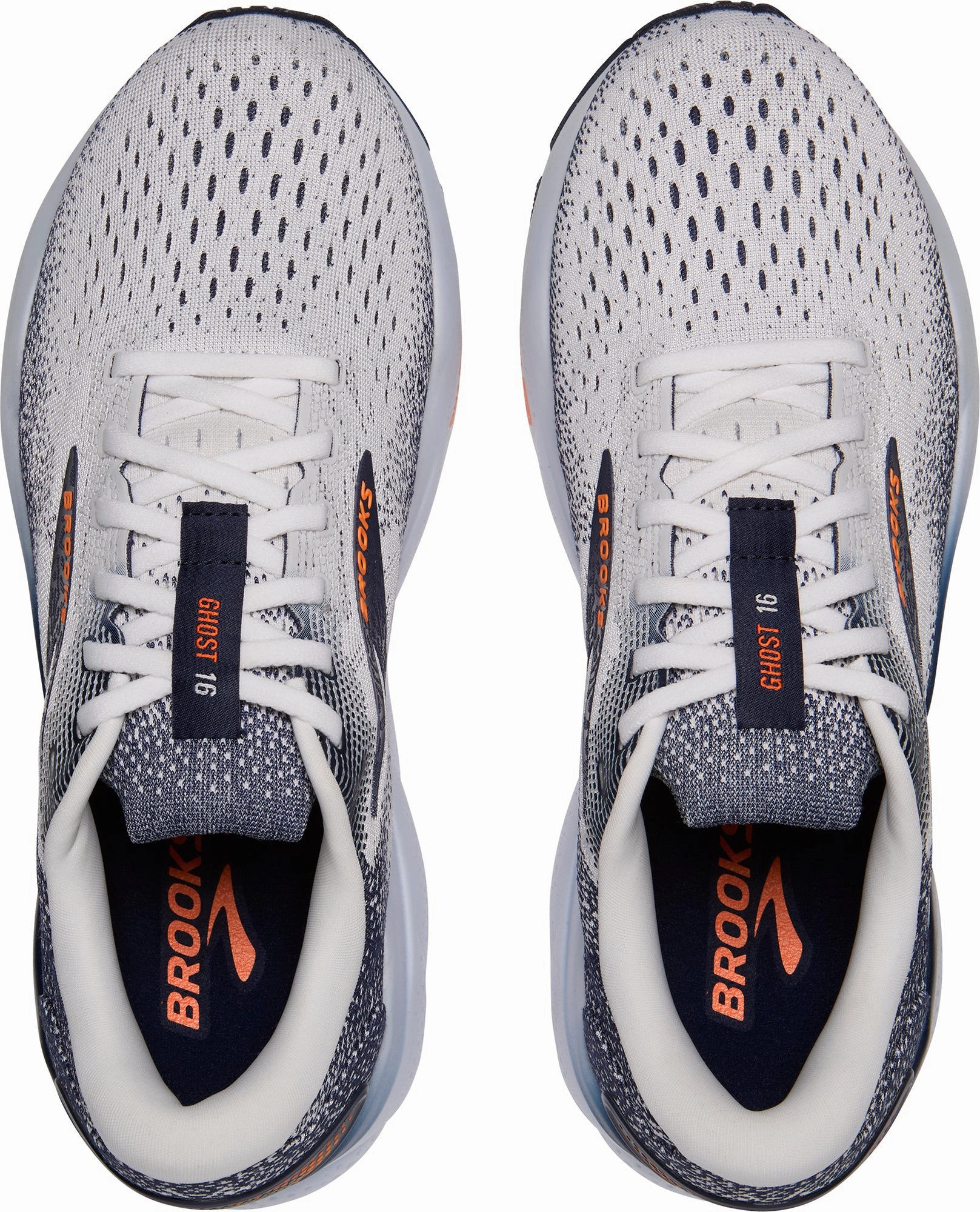 Brooks Ghost 16 Mens Running Shoes - White running in a hot spring area shoes